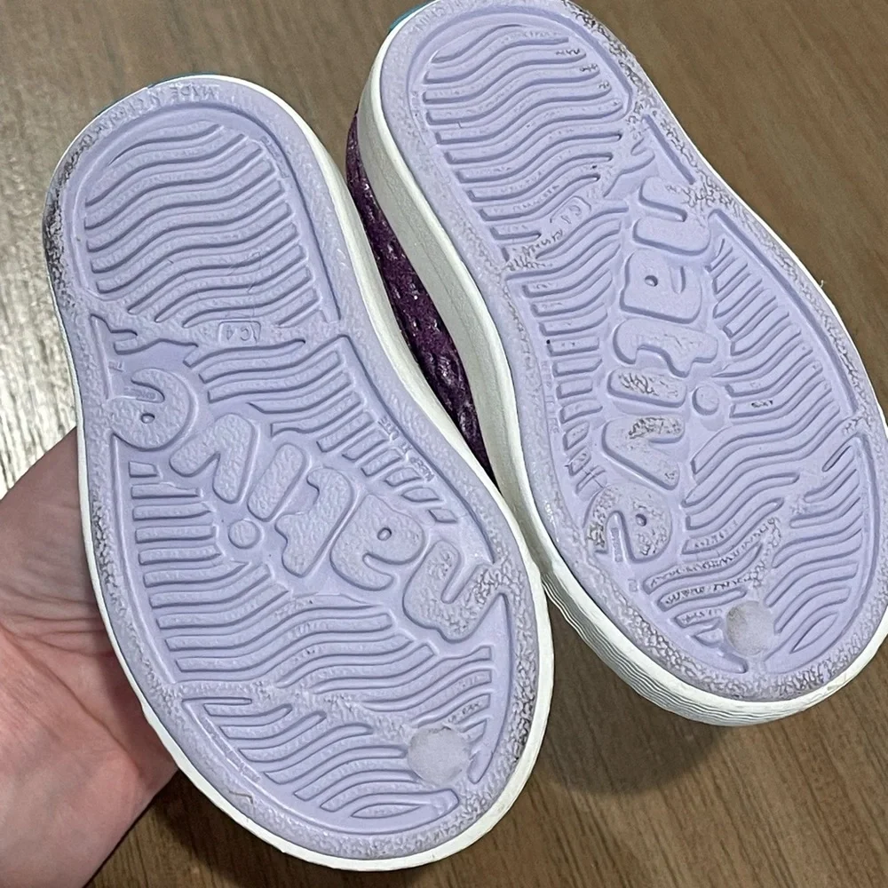 Native purple sparkle shoes
